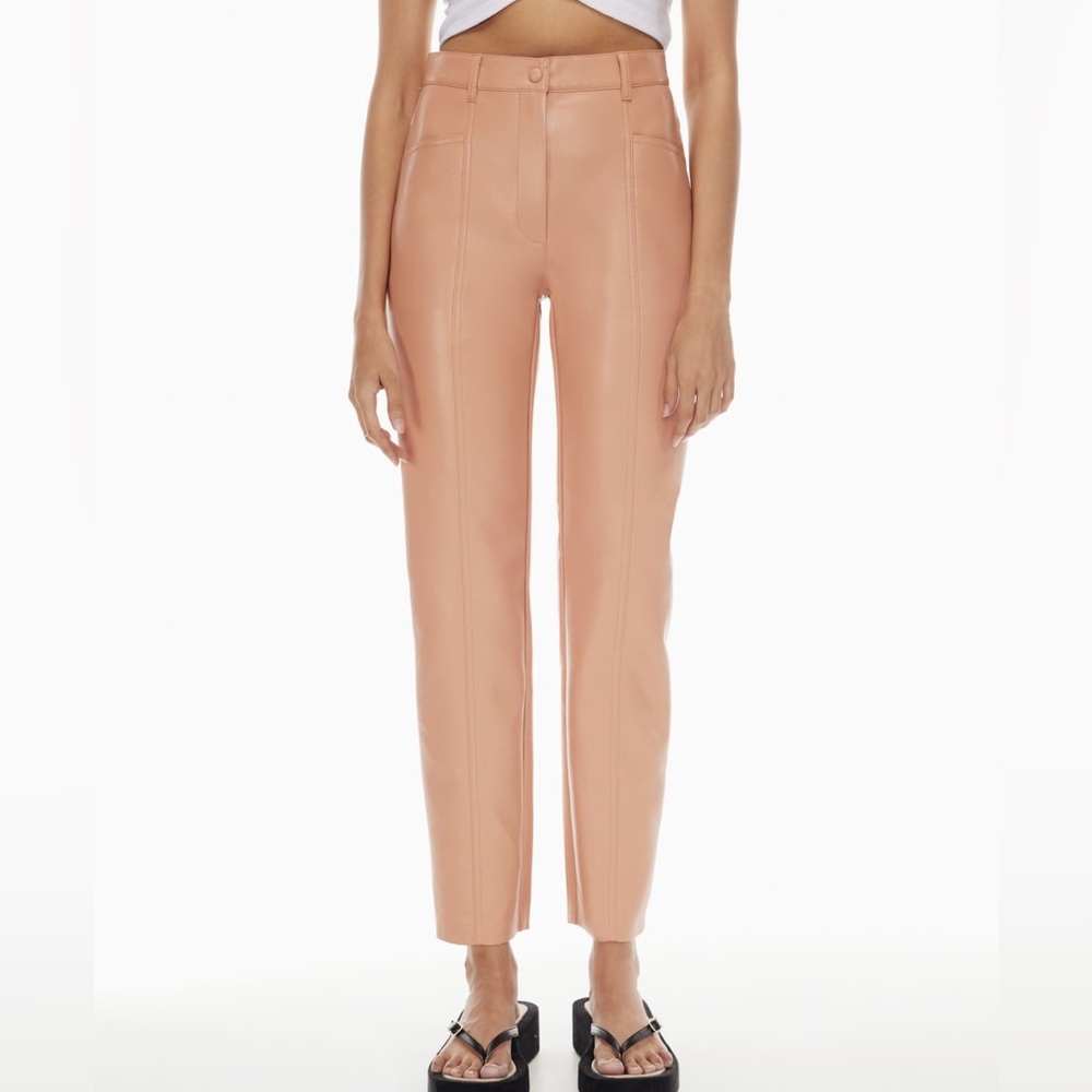 Aritzia Wilfred Rebel Leather Pant in soft terracotta